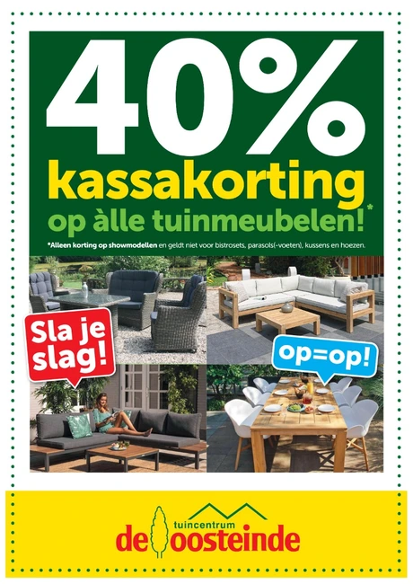 40% korting op tuinmeubels